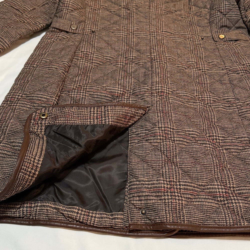 Lauren Ralph Lauren Brown Plaid Hooded Quilted Jacket M - Picture 14 of 14